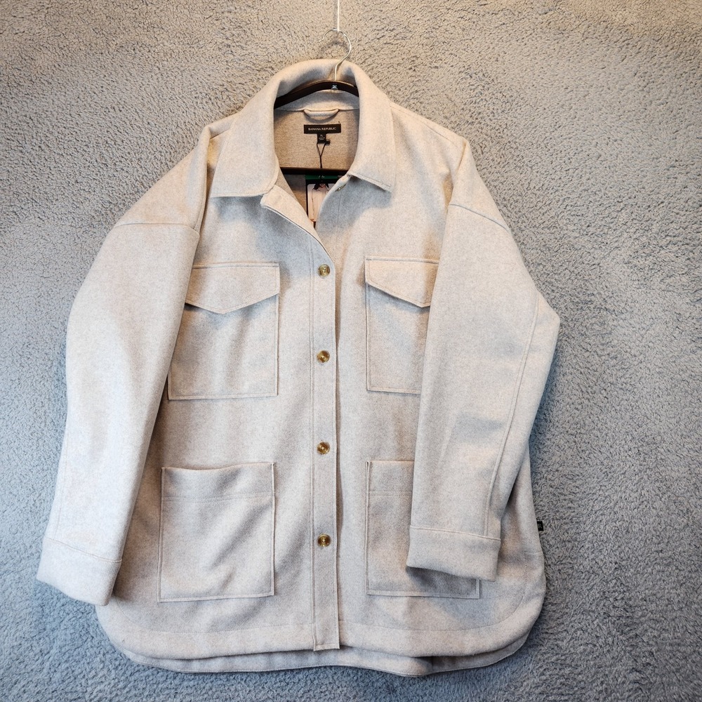 Banana Republic Jacket Womens XL Utility Shacket Coat Four Pocket Button Up New